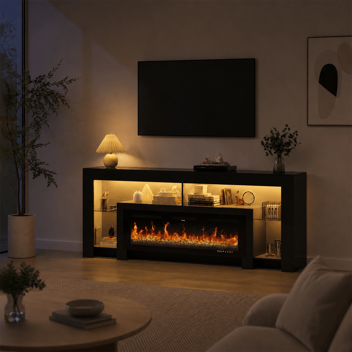 Electric Fireplace 82"/ 94.5" TV Stand Entertainment Center