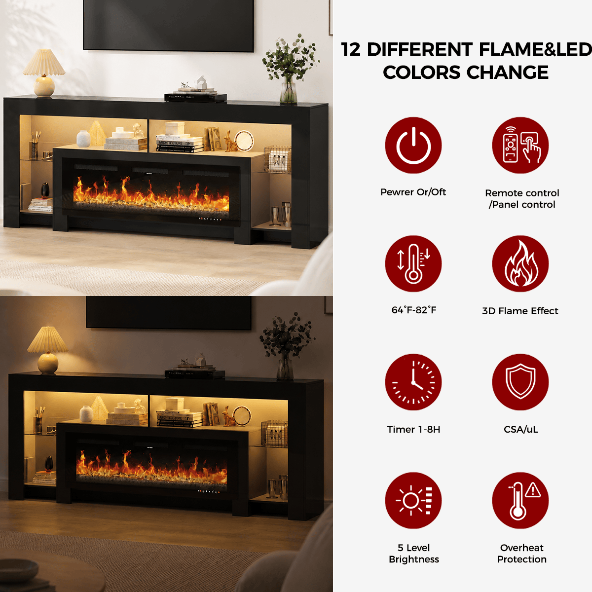 Electric Fireplace 82"/ 94.5" TV Stand Entertainment Center