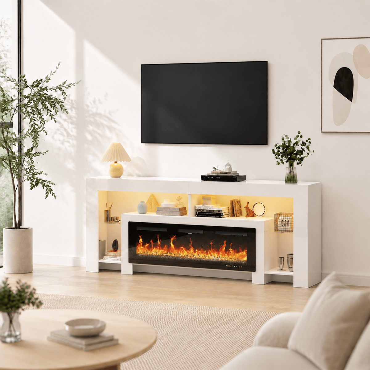 Electric Fireplace 82"/ 94.5" TV Stand Entertainment Center