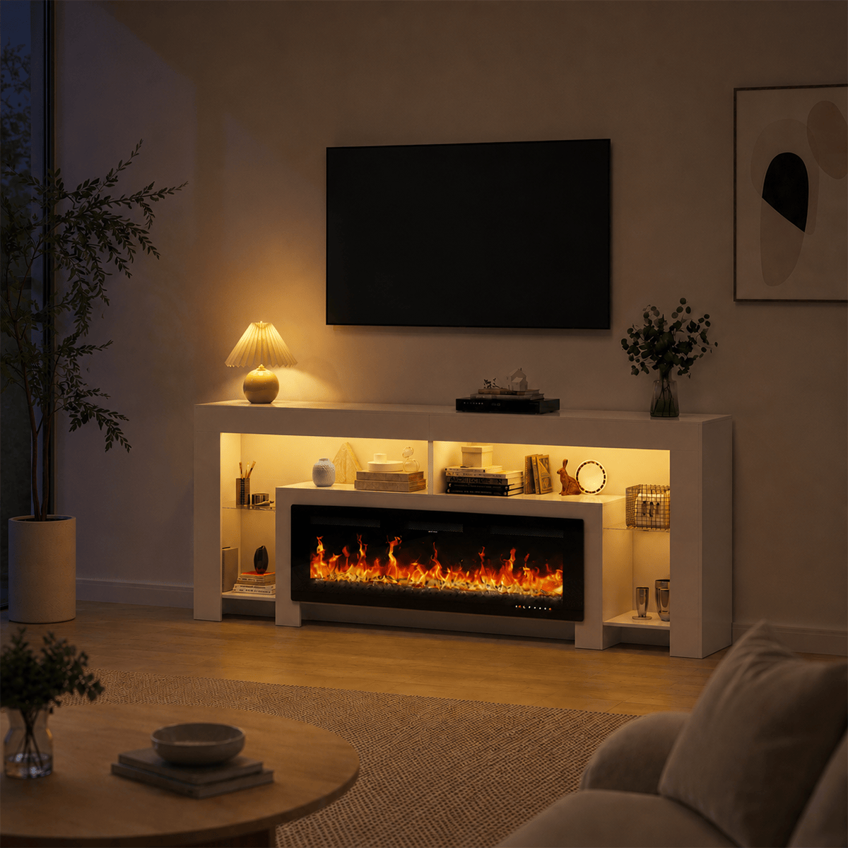 Electric Fireplace 82"/ 94.5" TV Stand Entertainment Center