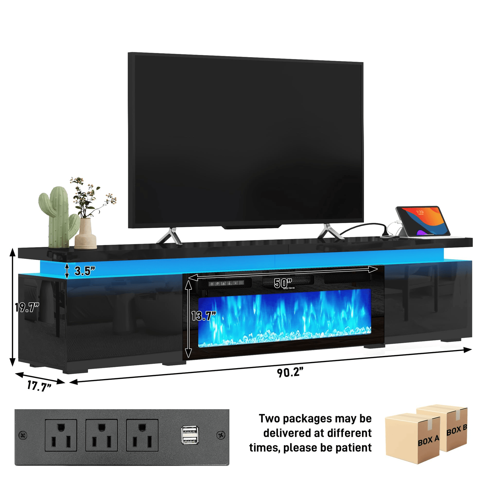 Electric Fireplace 71'/ 83“/ 90.2” Modern TV Stand Entertainment Center