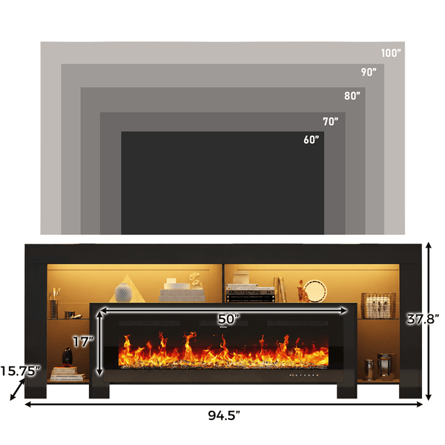 Electric Fireplace 82"/ 94.5" TV Stand Entertainment Center