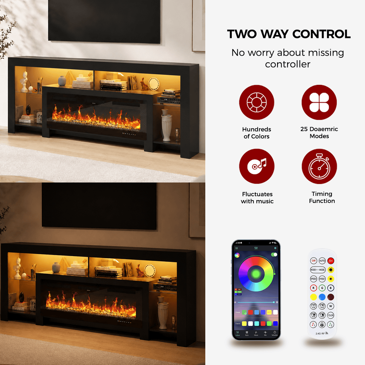 Electric Fireplace 82"/ 94.5" TV Stand Entertainment Center