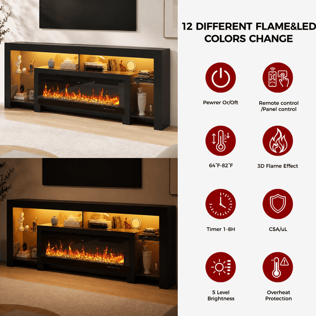 Electric Fireplace 82"/ 94.5" TV Stand Entertainment Center