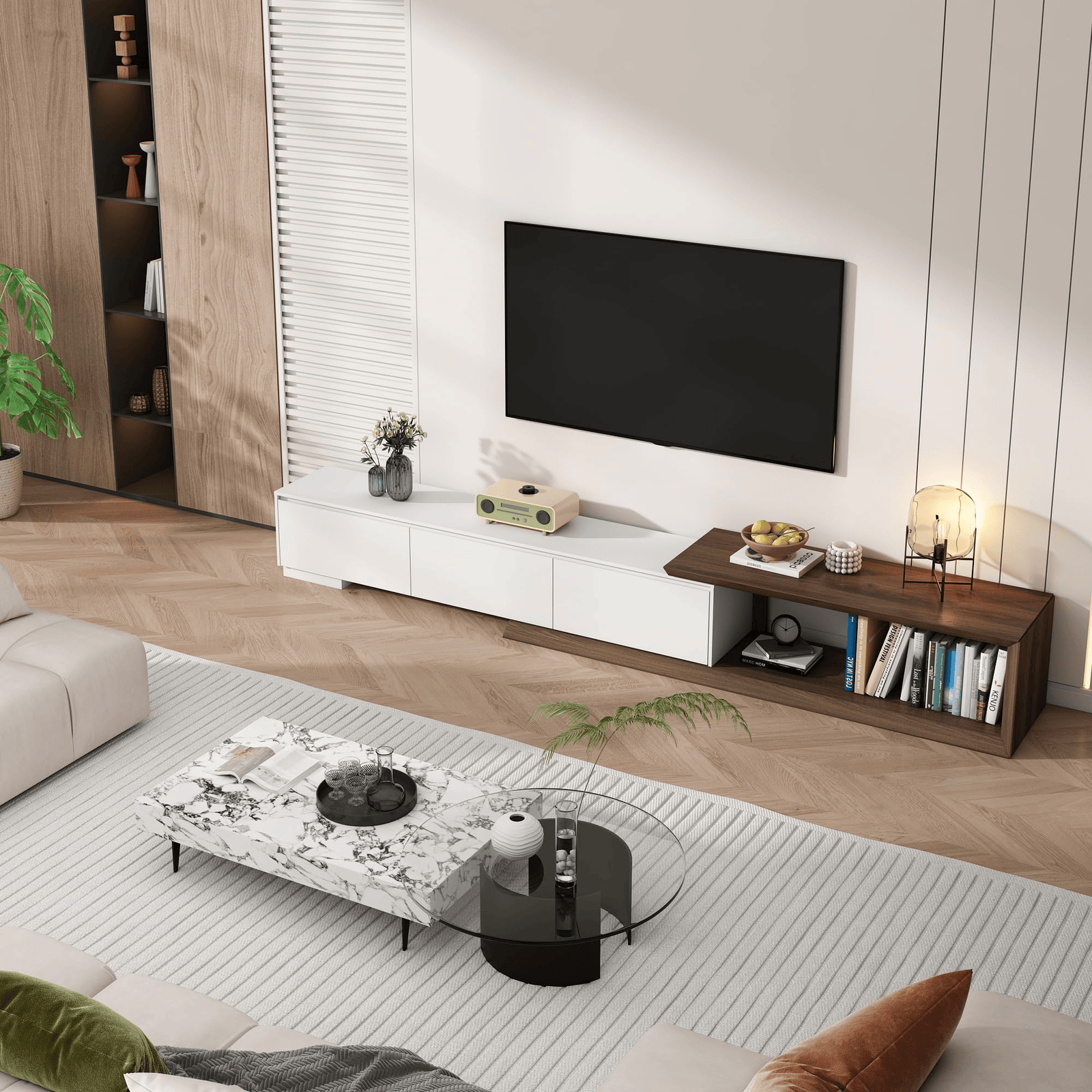 Extendable Modern TV Stand Entertainment Center
