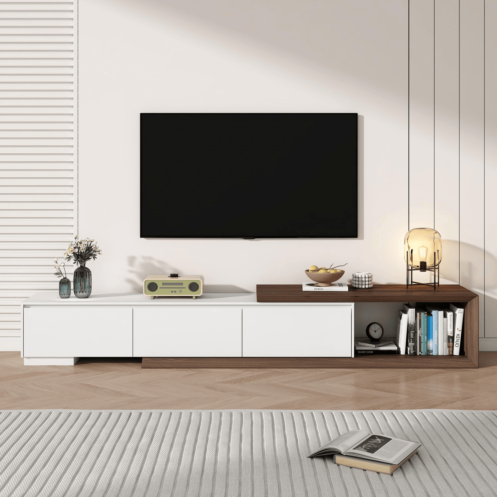 Extendable Modern TV Stand Entertainment Center