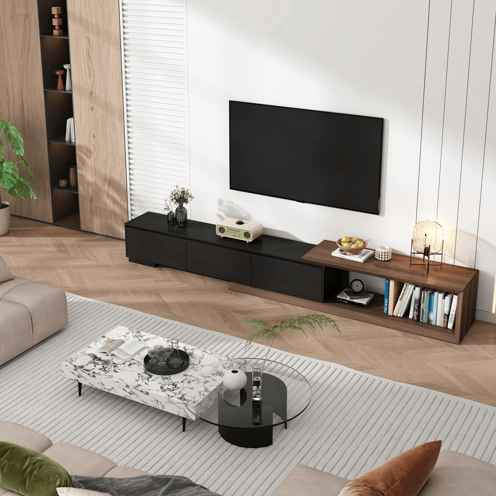 Extendable Modern TV Stand Entertainment Center