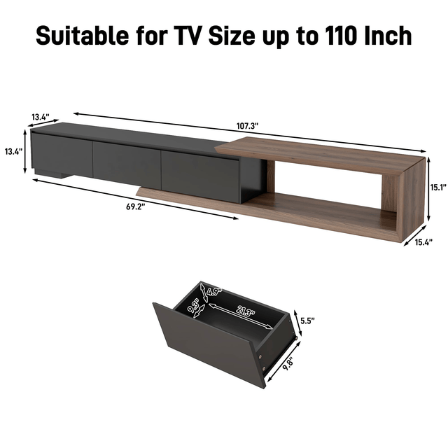 Extendable Modern TV Stand Entertainment Center