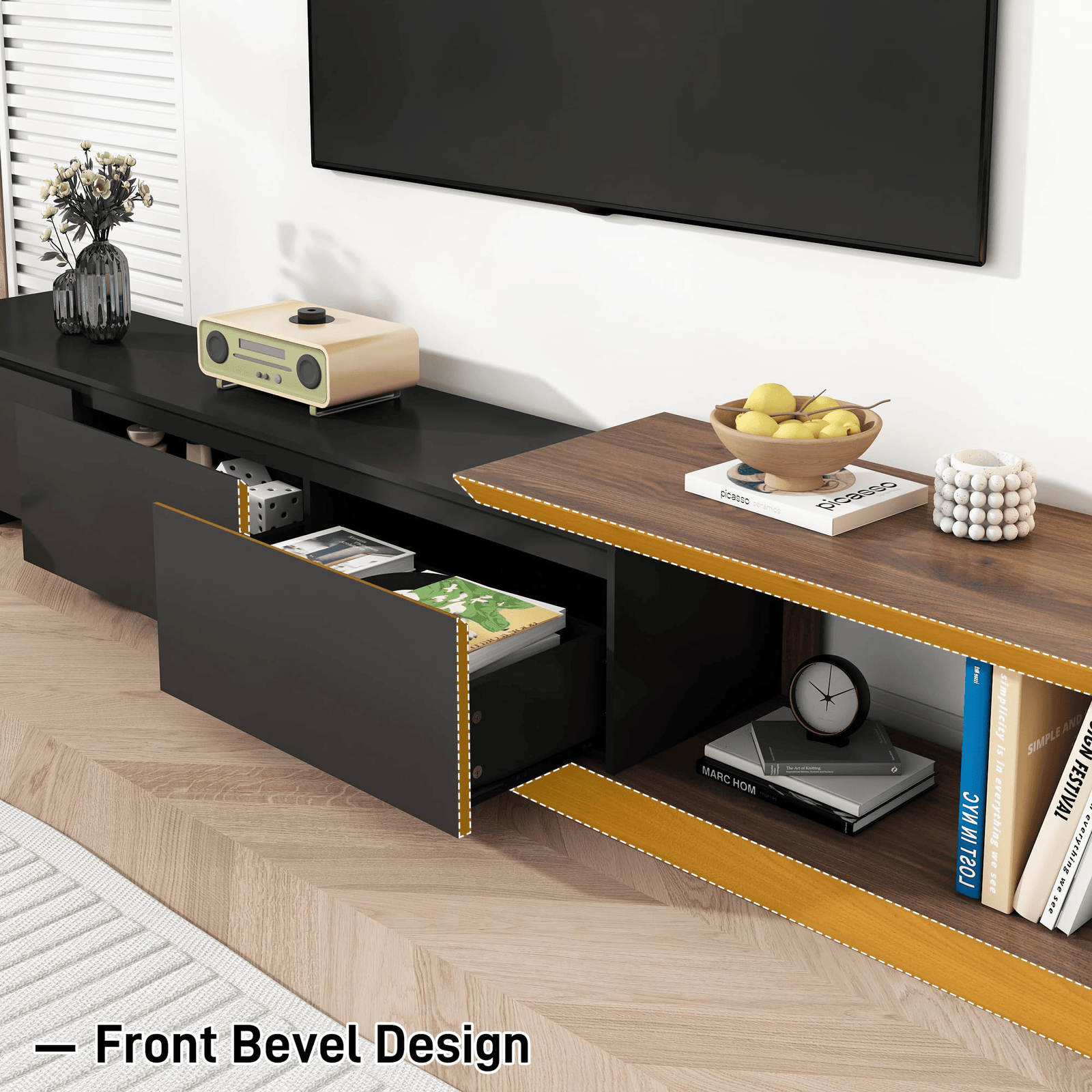Extendable Modern TV Stand Entertainment Center