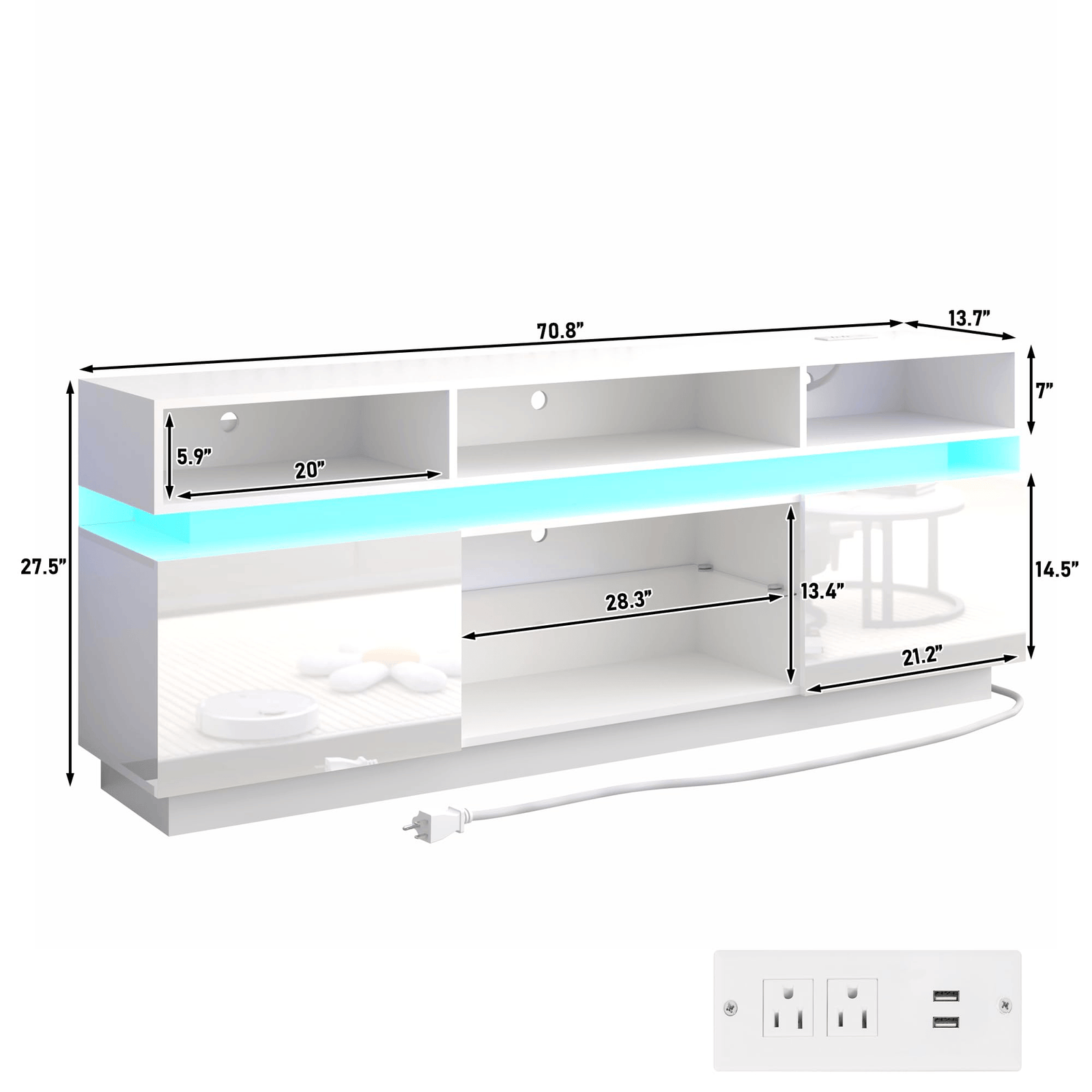 Electric Fireplace 63"/ 71"/ 82.7"/ 92.5" TV Stand Entertainment Center