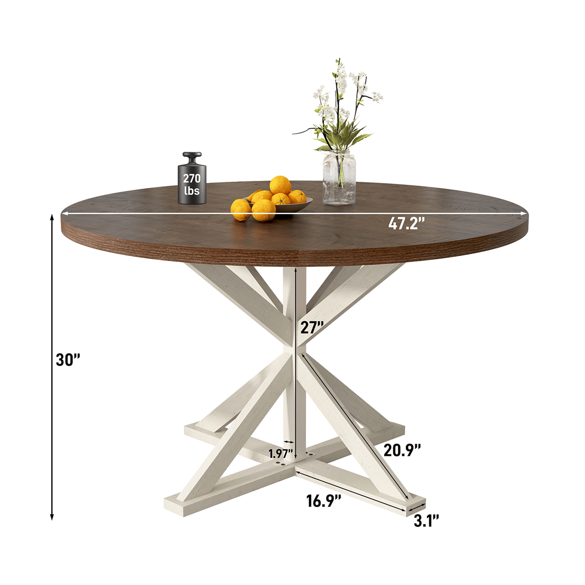 Round Wood Kitchen Dining Room Table