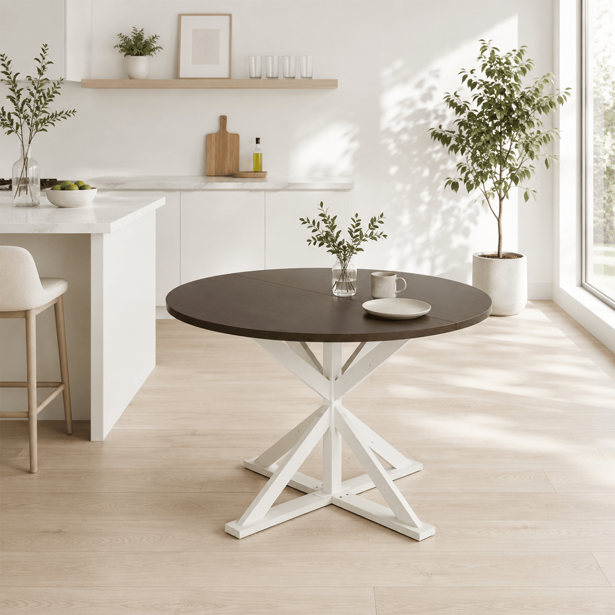 Round Wood Kitchen Dining Room Table