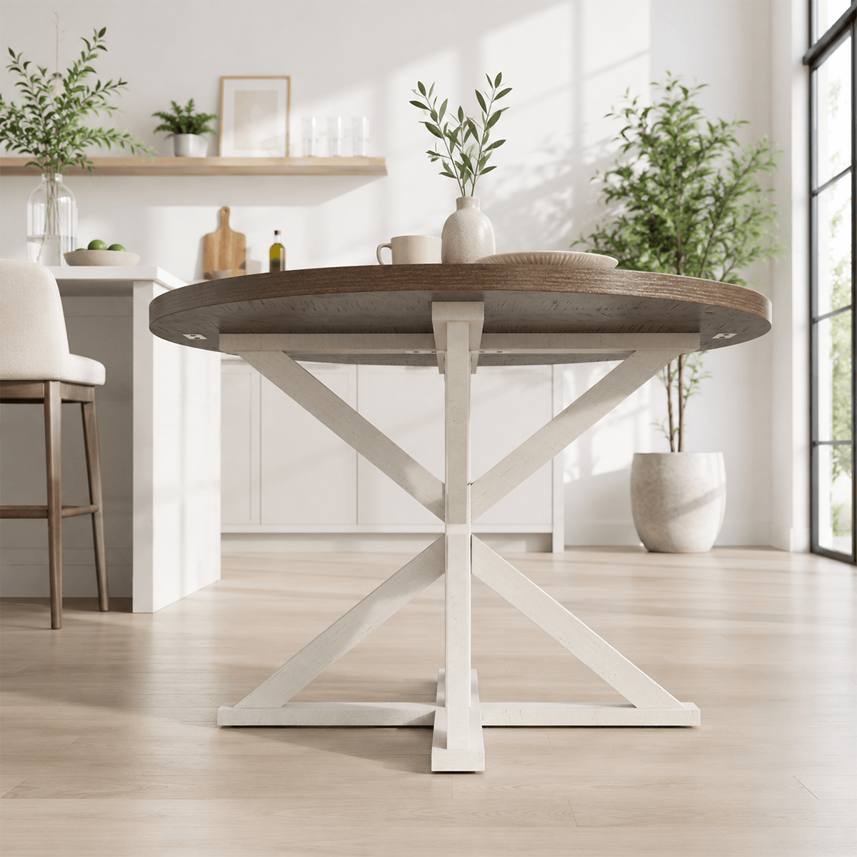 Round Wood Kitchen Dining Room Table