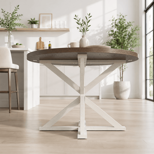 Round Wood Kitchen Dining Room Table