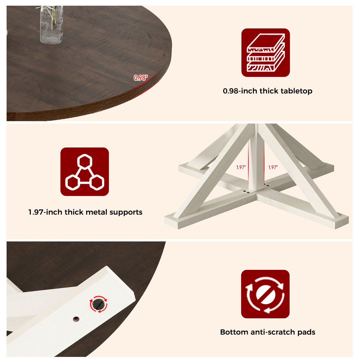 Round Wood Kitchen Dining Room Table