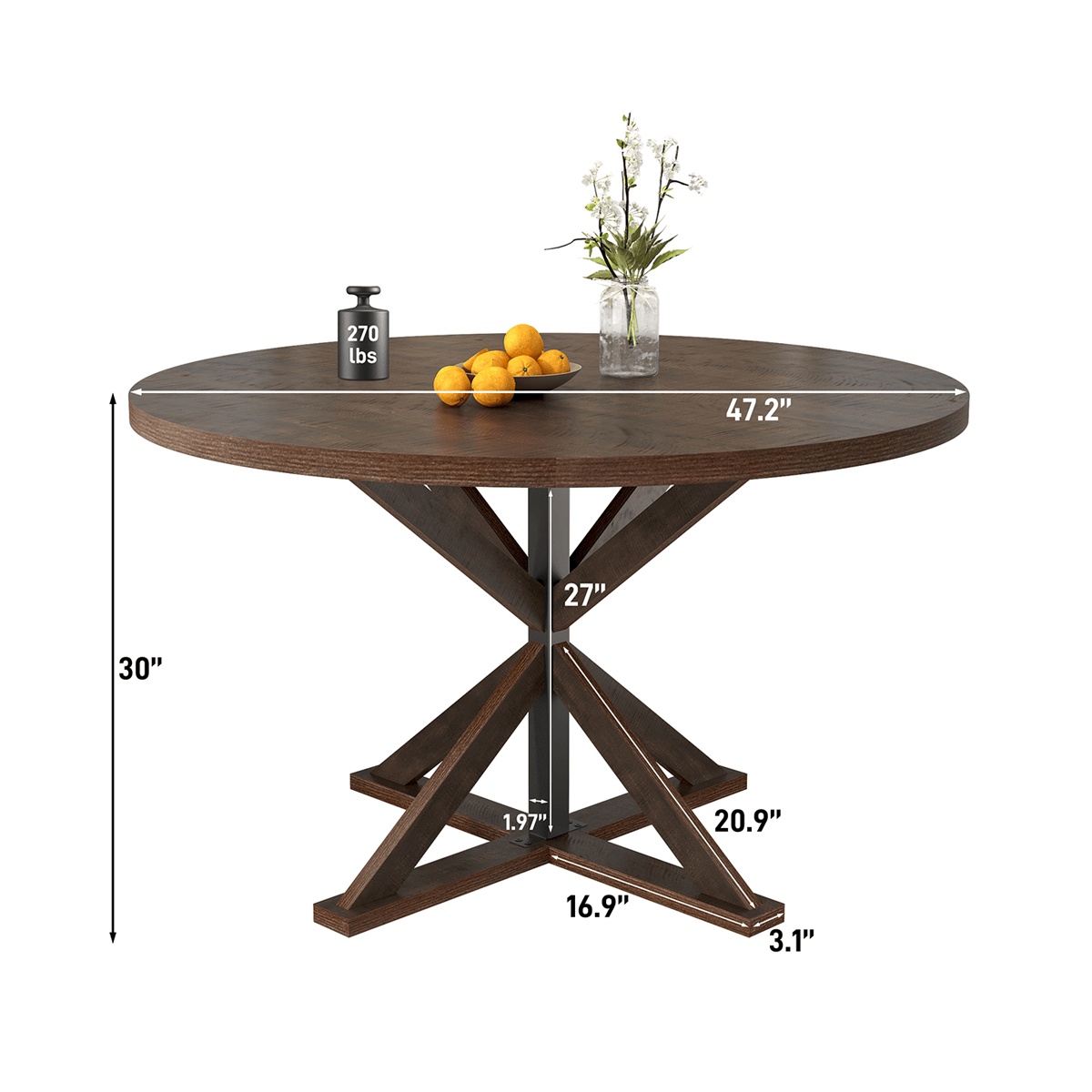 Round Wood Kitchen Dining Room Table
