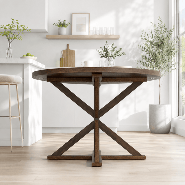 Round Wood Kitchen Dining Room Table
